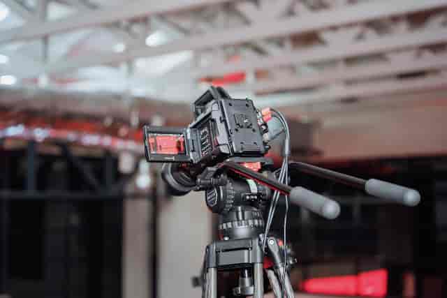 High-quality camera on tripod for event live-streaming at The Tryst.