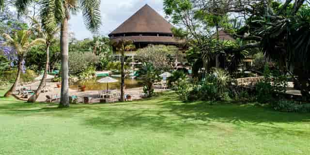 Event space at Safari Park Hotel & Casino with lush greenery for corporate retreats and gatherings.