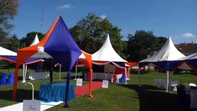 KARLO Ground outdoor event setup with colorful tents for networking and exhibitions.
