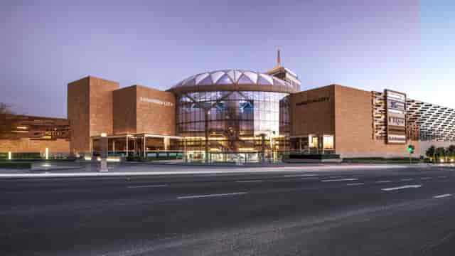 Modern exhibition venue at Sandton Convention Centre with glass architecture for conferences.