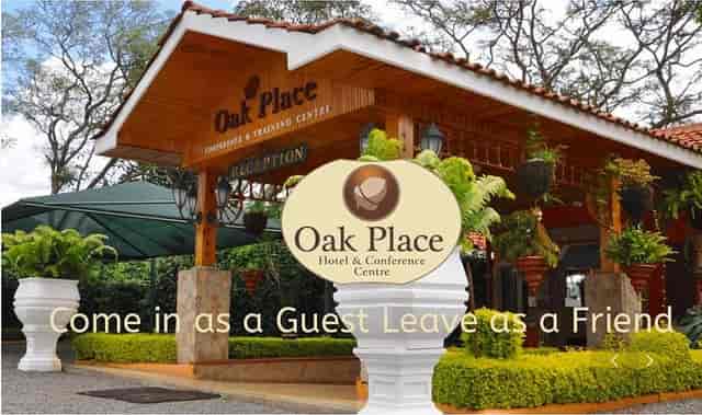 "Welcoming entrance of Garden View Restaurant at Oak Place Hotel for events and meetings."