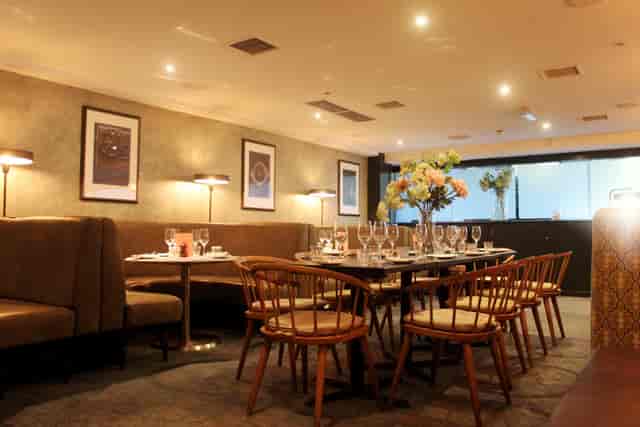 Elegant dining room at The Brasserie, perfect for corporate dinners and networking events.
