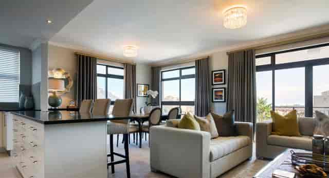 Modern meeting space with large windows for corporate and social events at Oasis Retirement Resort.
