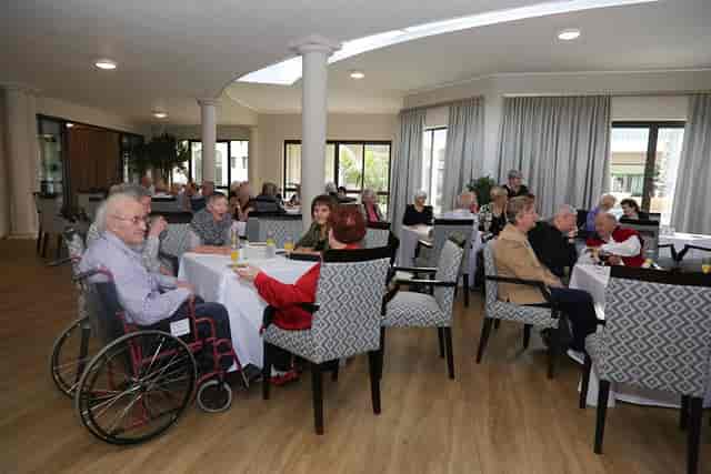 Elegant restaurant in Oasis Retirement Resort, ideal for senior gatherings and events.