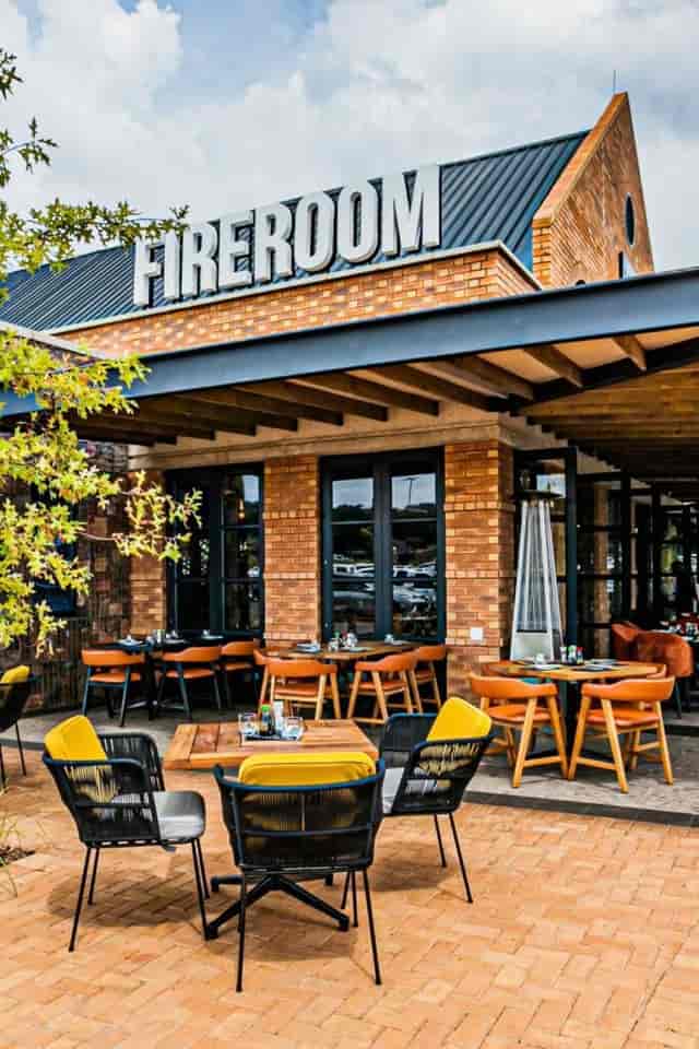 Outdoor dining area at Fireroom, perfect for networking lunches and team gatherings.