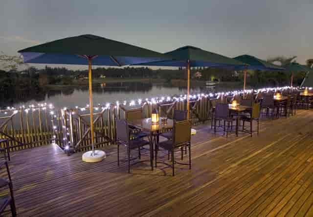 Elegant outdoor Kingfisher Room venue with stylish seating for evening events at Mount Edgecombe.