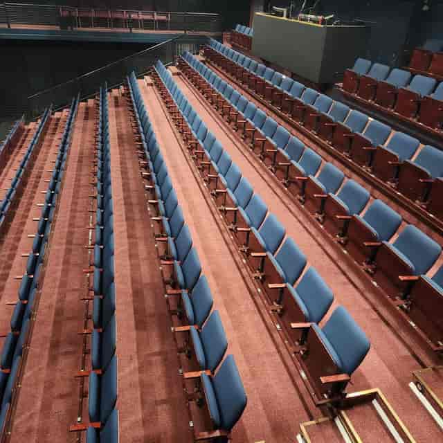 Theatre Hall seating layout in Stoa, ideal for lectures and presentations.