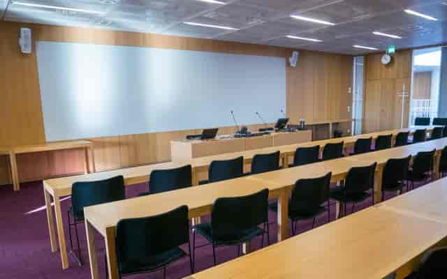 Modern lecture room PIII at University of Helsinki for conferences and presentations.