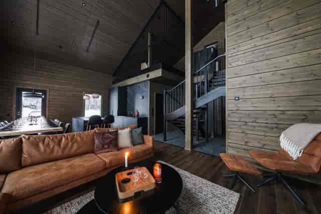 Modern cabin interior at Downstairs Lounge, perfect for retreats and team-building events.