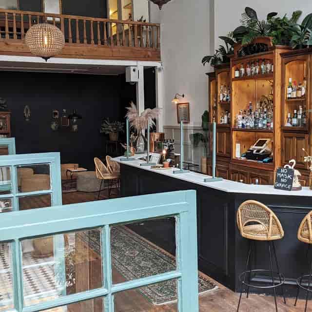 "The Bubbly Bar event space with cozy decor, ideal for networking and gatherings."