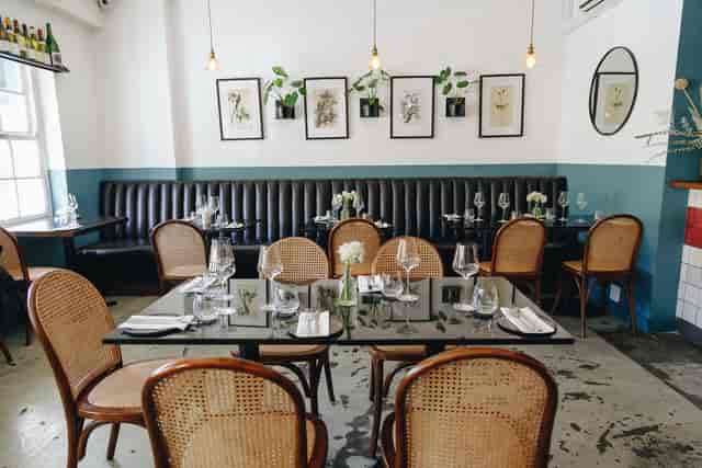 Stylish restaurant interior with elegant decor for intimate gatherings and corporate events.