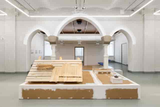 Versatile event space at Design Museum with innovative architecture for workshops and exhibitions.