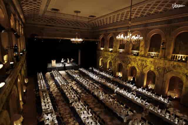Elegant Music Hall in Vanha Ylioppilastalo, perfect for corporate galas and weddings.