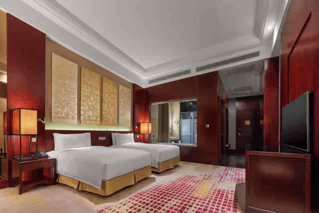Luxurious meeting room at Hilton Beijing with modern design, ideal for conferences and events.