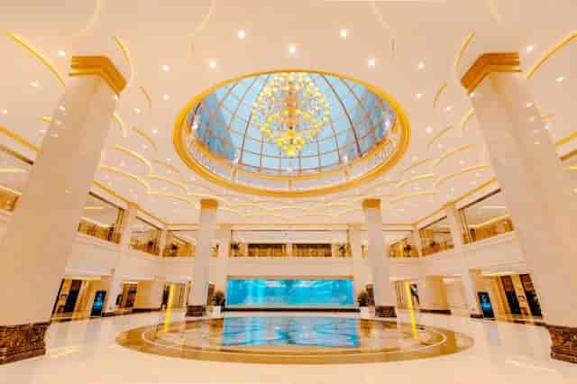 Beijing Convention Center exhibit room with chandelier, ideal for gala events and meetings.