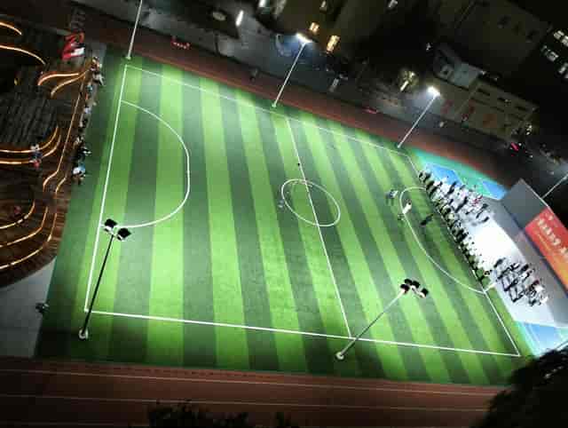 Performance Hall, illuminated sports field for vibrant tournaments and gatherings.