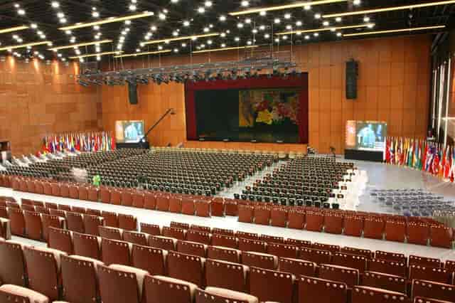 Conference Room at China National Convention Center with theater seating for global events.