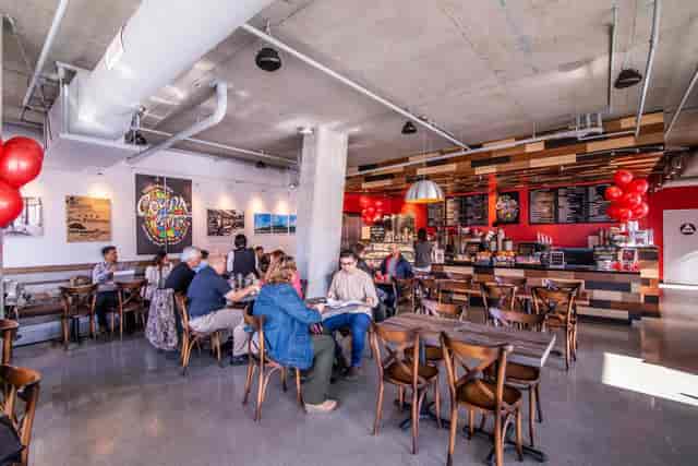 "Stanford Huang in Coupa Cafe: modern space with natural light for meetings and events."
