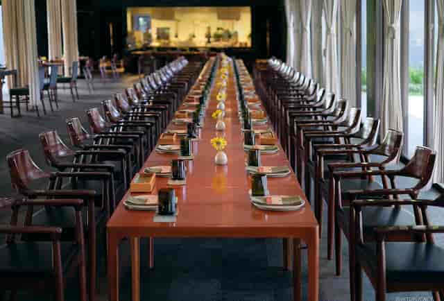 Private dining room at Cuca Restaurant with an elegant table setup for formal events.