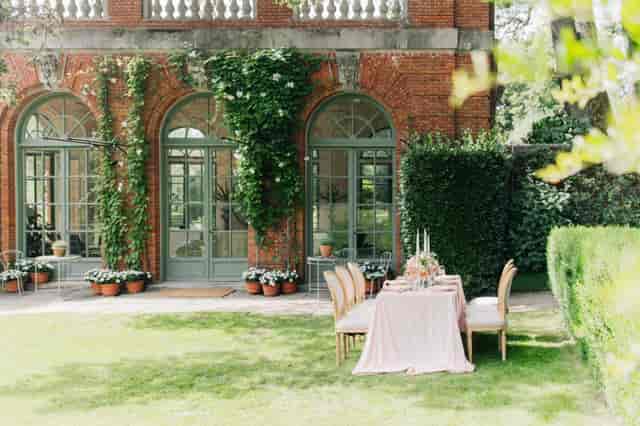 Elegant outdoor dining at Filoli's Ballroom Terrace, perfect for weddings and private events. 