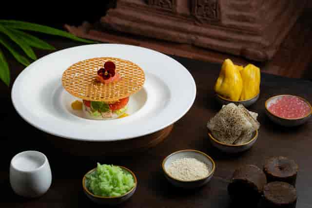 Artfully plated dish at Majapahit Imperial Dining, perfect for fine dining or gala events.