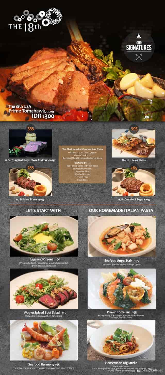 Premium steak and pasta at The 18th Restaurant for events in The Trans Luxury Hotel.