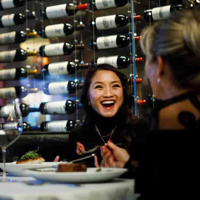 Lindy's Room at Scotch and Sirloin: elegant wine backdrop for networking events.