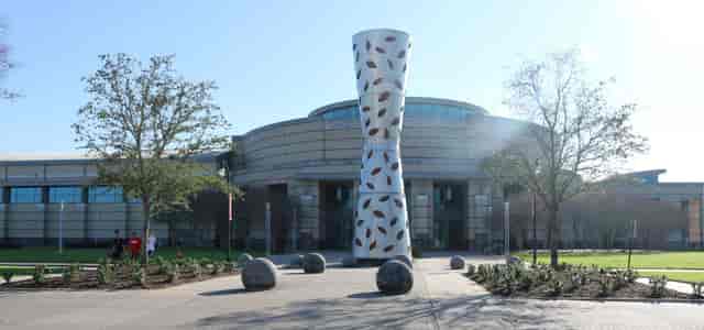 Modern University of Houston event venue with striking architecture and outdoor space.