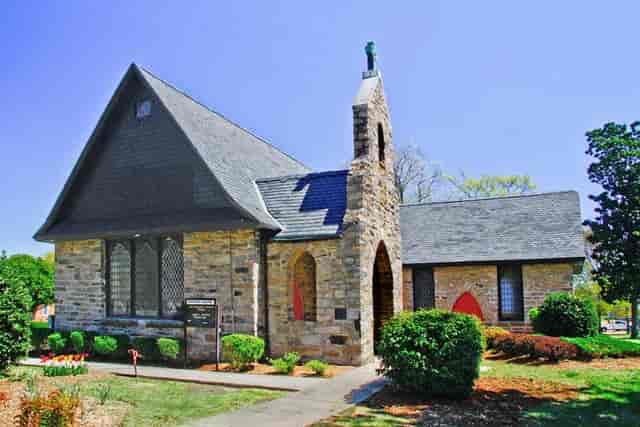 Charming stone chapel at Saint Augustine's University, perfect for weddings and events.