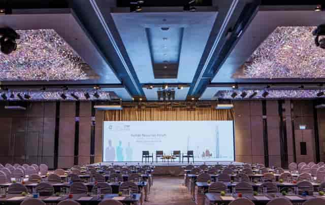 Silverbox Ballroom at Hotel ICON with elegant conference setup for corporate events.