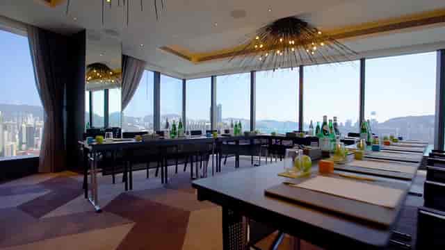 Modern conference room with panoramic views for corporate events at Hotel ICON.