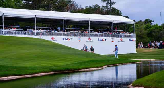 Golf Club of Houston terrace with spacious seating for a premium tournament experience.