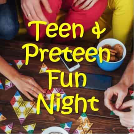 Pyramid at Unity of Houston: Vibrant teens fun night graphic with snacks and games.