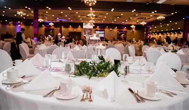 Elegant banquet hall at Temple Theatre, perfect for weddings and corporate events.