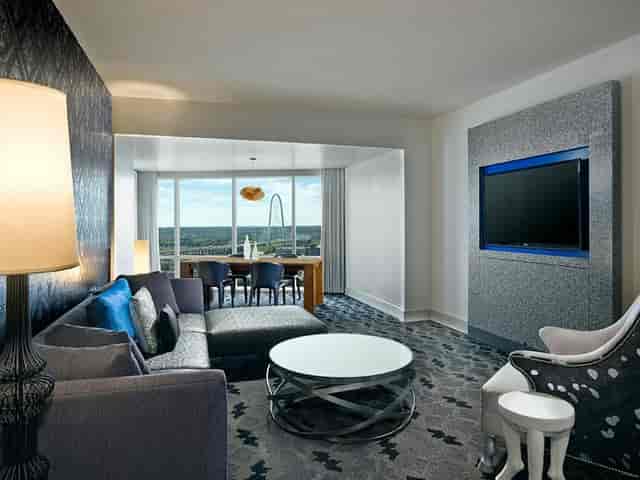 Great Room 2 at W Dallas: spacious hotel suite with city skyline views for meetings.