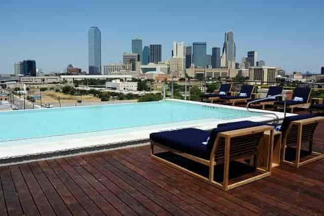 Rooftop pool at Canvas Dallas Hotel, ideal for upscale events and networking.