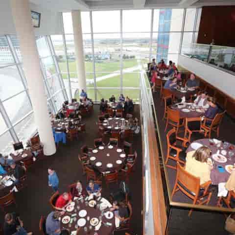 Turn 1 Terrace dining area at Texas Motor Speedway, perfect for events and gatherings.