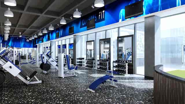 Modern fitness center in Dallas Athletic Club with natural light, ideal for wellness events.
