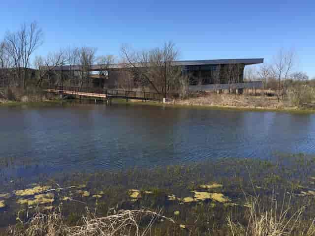 Trinity River Audubon Center visitor center, modern venue for events by waterfront.