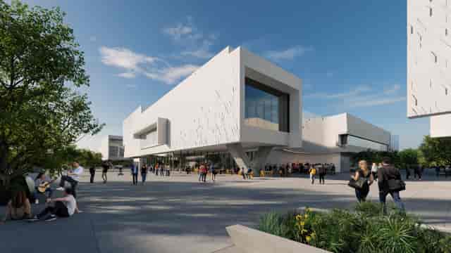 Modern auditorium at Bass School, perfect for conferences and exhibitions.