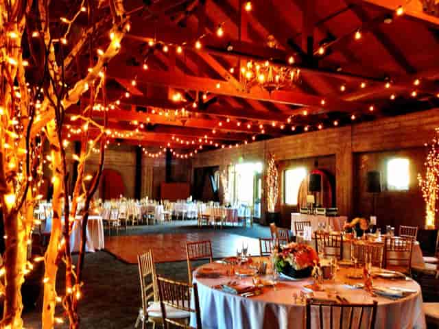 Grand Hall at Mountain Winery: elegant event space with rustic decor, perfect for weddings.