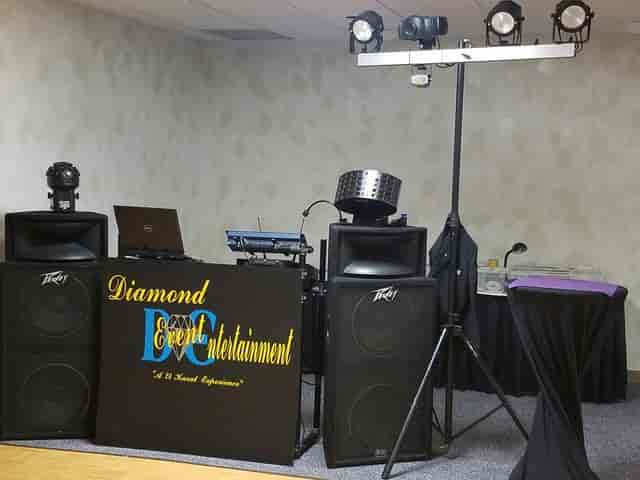Chapel VIP Room with DJ setup for weddings and parties at Diamond Event Center.