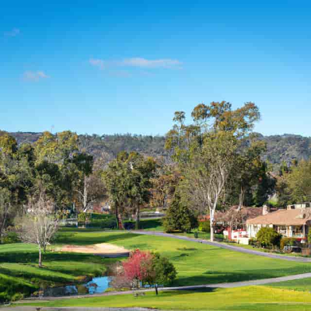Outdoor garden venue in San Jose Country Club for meetings and events amidst lush greenery.