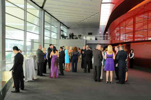 Skyline Terrace at Winspear Opera House, modern venue for corporate receptions and networking.