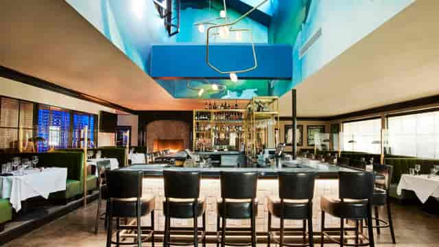 Private dining room at Al Biernat's North, stylish seating, upscale events venue.