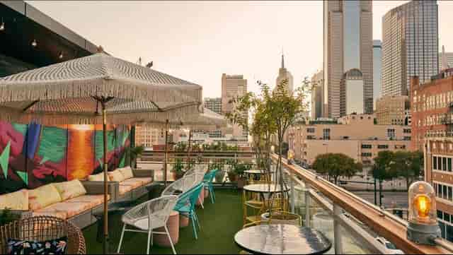 Private dining room in FlavorHook Dallas with rooftop views, ideal for events or meetings.