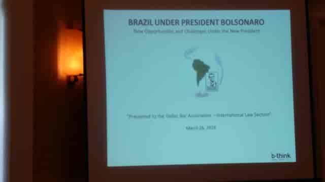 Dallas Bar Association meeting room seminar on Brazil's political changes.