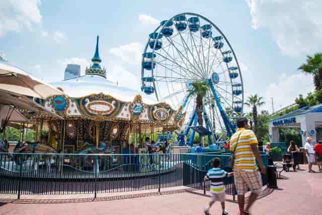 Vibrant Downtown Aquarium carousel, perfect for family-friendly events and gatherings.