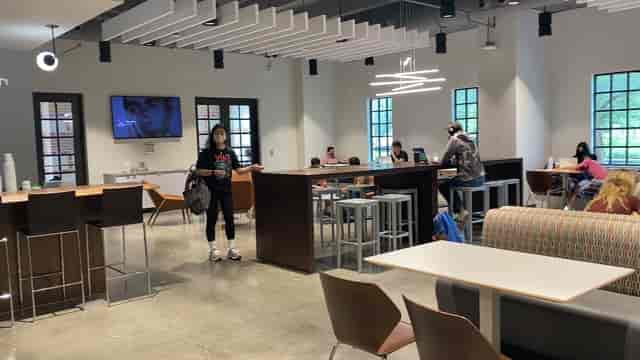 Versatile classroom space at Rice University for meetings and informal conferences.
