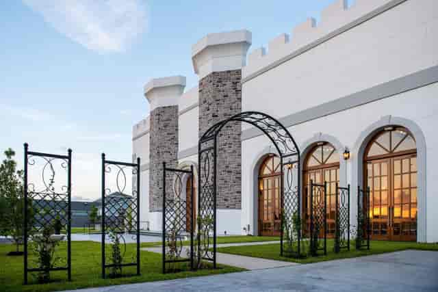 Wedding venue in Citadel Houston with castle-like exterior, perfect for upscale events.